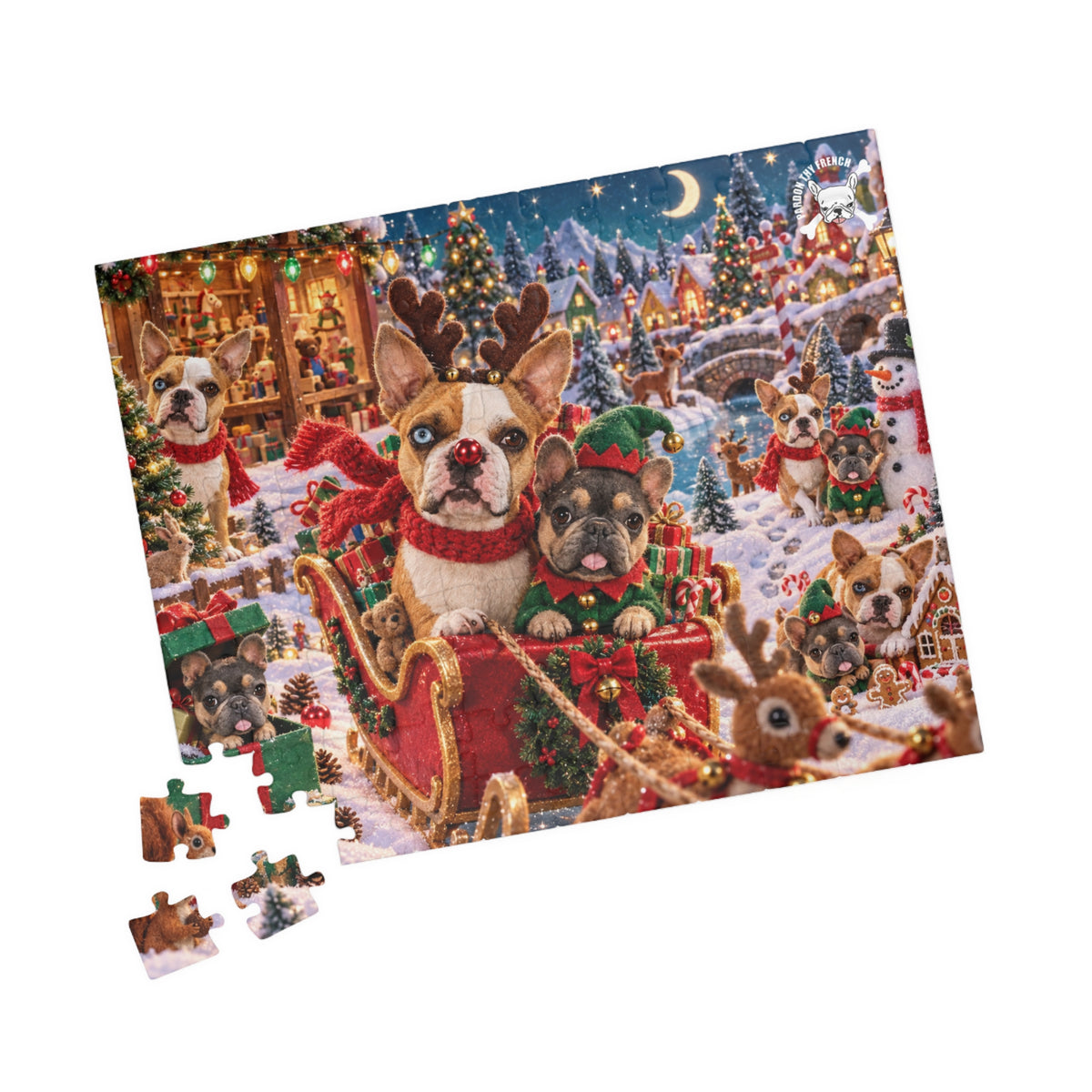 Billie & Beverly's Christmas Dogs Jigsaw Puzzle — Festive Reindeer Pups Holiday Puzzle