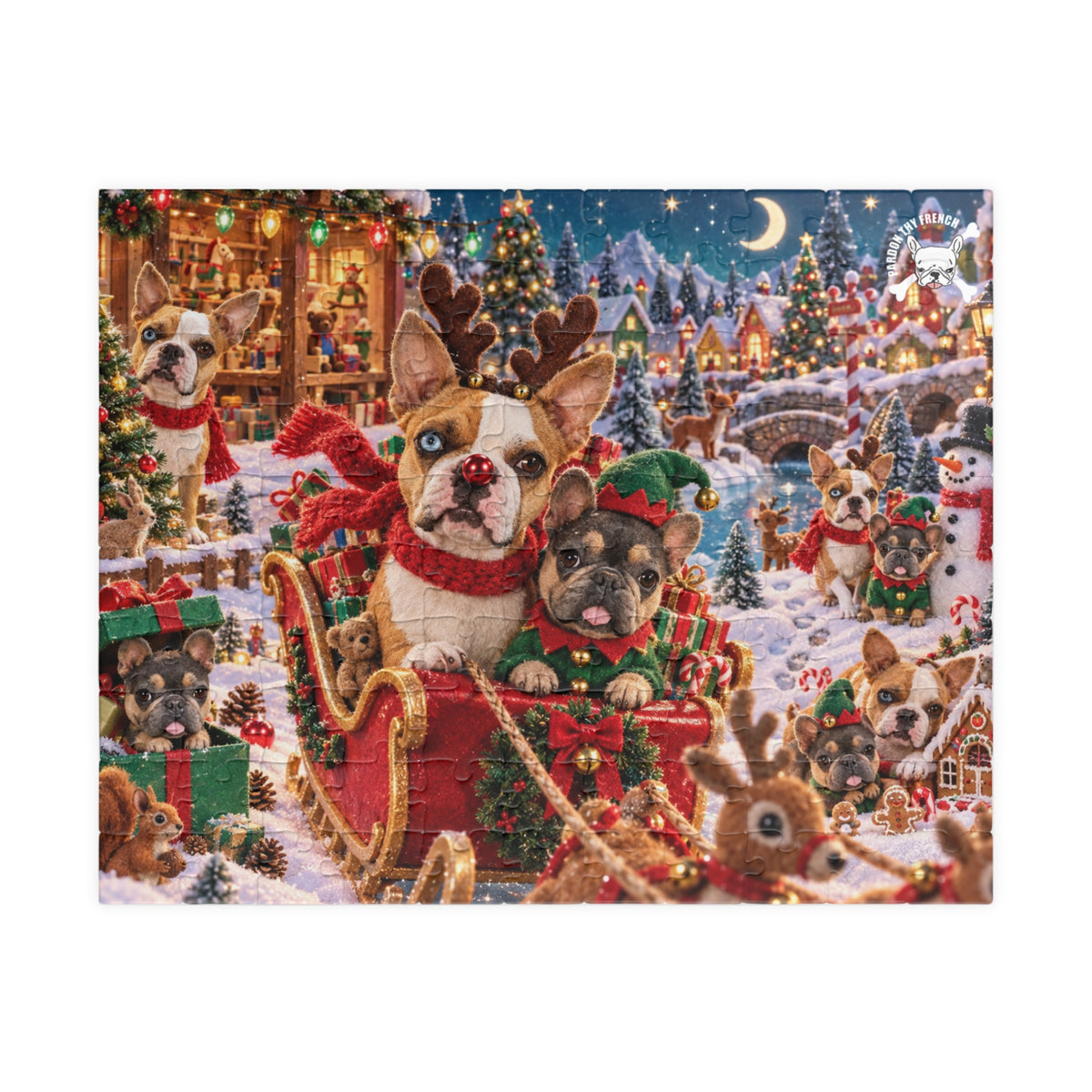 Billie & Beverly's Christmas Dogs Jigsaw Puzzle — Festive Reindeer Pups Holiday Puzzle